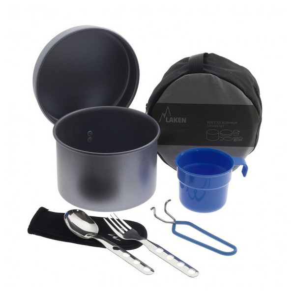 Non stick aluminium cooking set with cutlery, cup Non stick aluminium cooking set with cutlery, cup