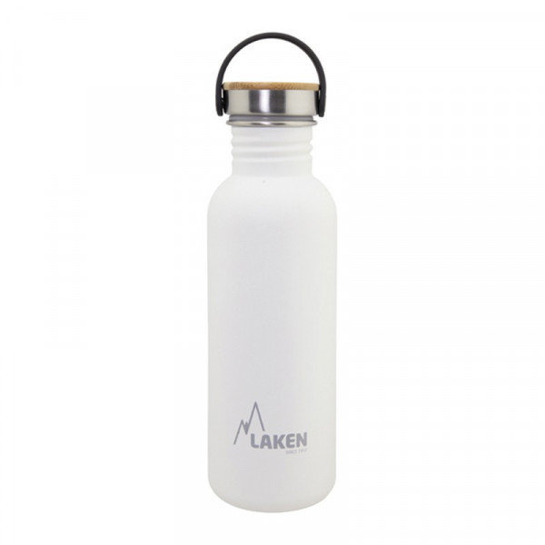 Basic Steel Bottle 750ml ,Bamboo S/S Cap - White Basic Steel Bottle 750ml ,Bamboo S/S Cap - White